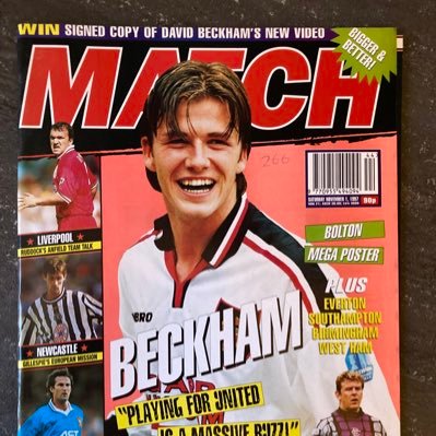 Cover of Match magazine from November 1997 featuring a young David Beckham.